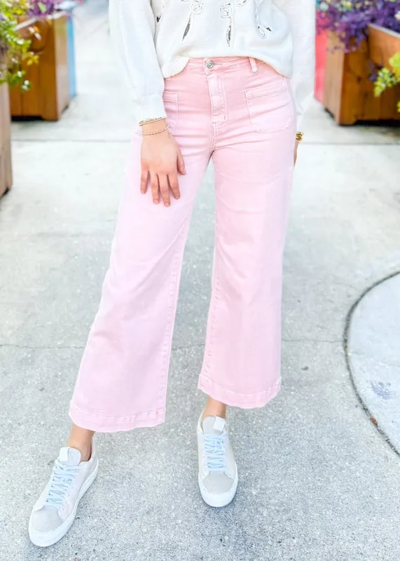 Pink Wide Leg Jeans