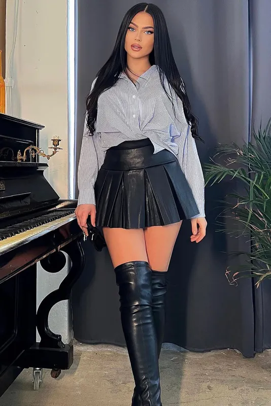 Playful Distraction Pleated Mini Skirt Black