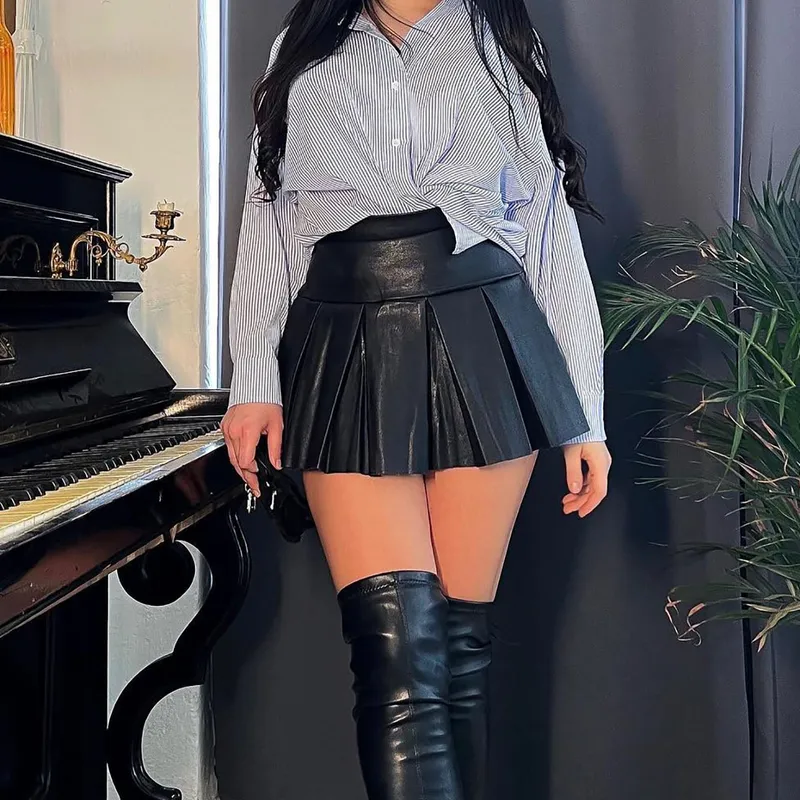 Playful Distraction Pleated Mini Skirt Black