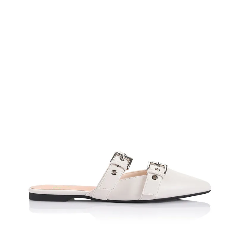 Point Toe Flats Chalk White