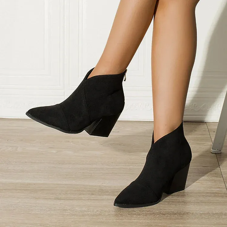 Pointed Ankle Boot With Suede Effect