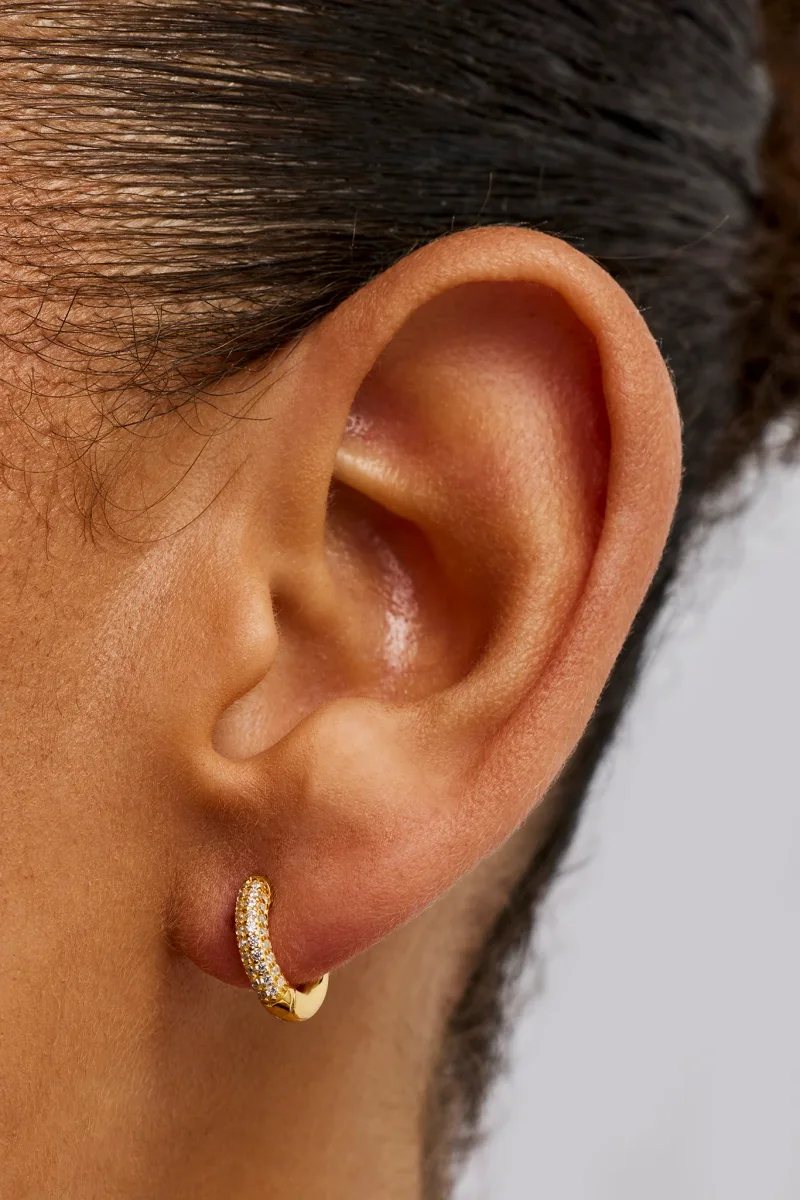 Polished Iced Huggie Earrings
