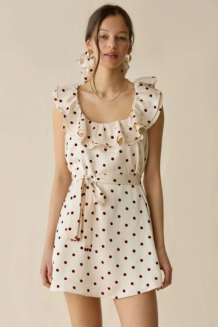 Sonia Ruffle Polka Dot Mini Dress