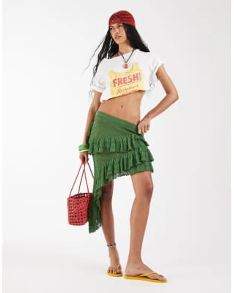 Reclaimed Vintage Crochet Tiered High-Low Skirt
