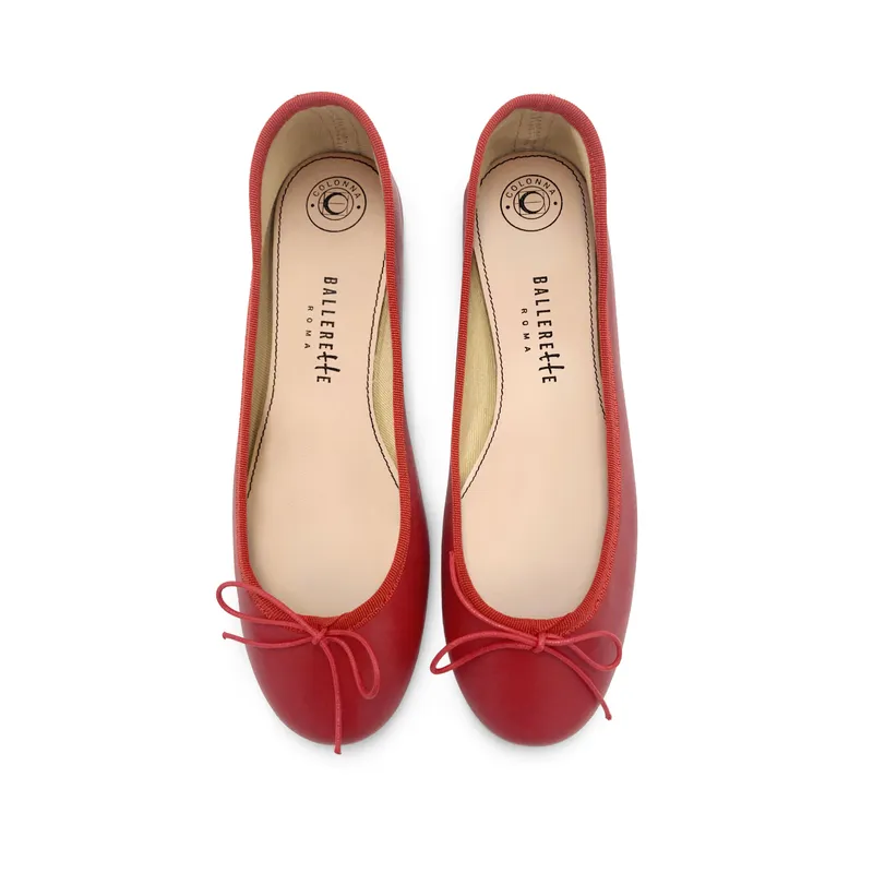 Red Leather Ballet Flats