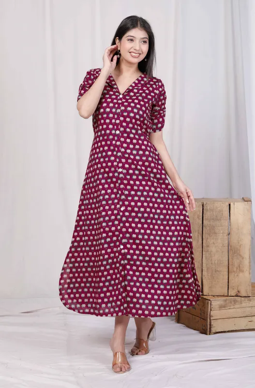 ' Relaxed Fit Red Floral Printed