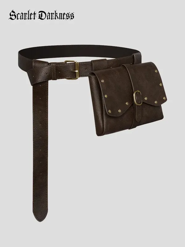 Renaissance Leather Waist Belt With Bag