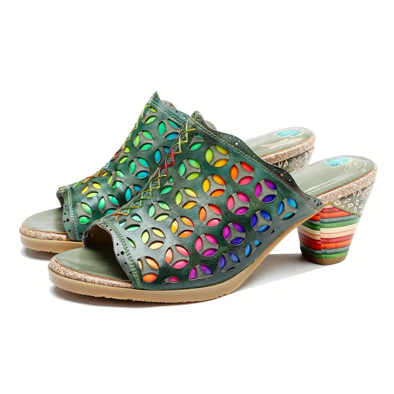 Retro Colorful Hollow And Comfortable Sandals