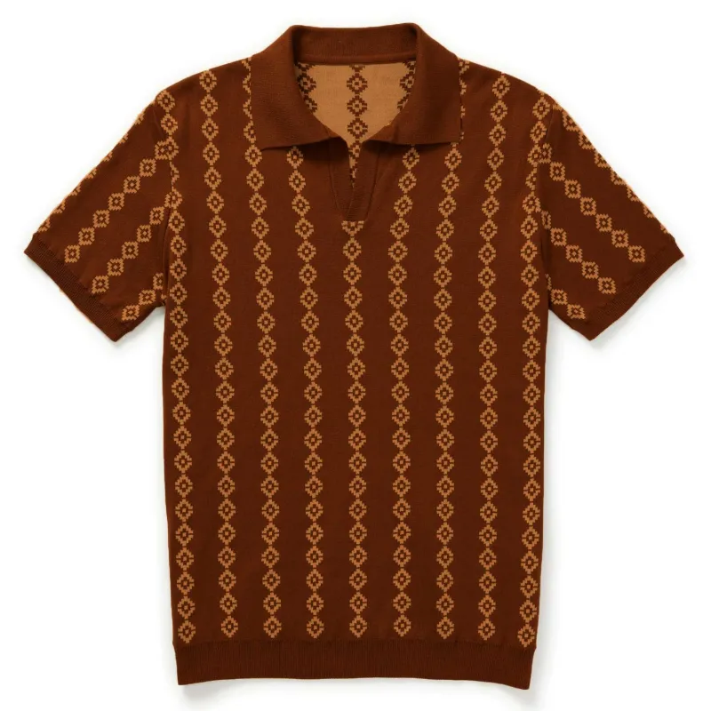 Retro Rust Orange Knit Polo