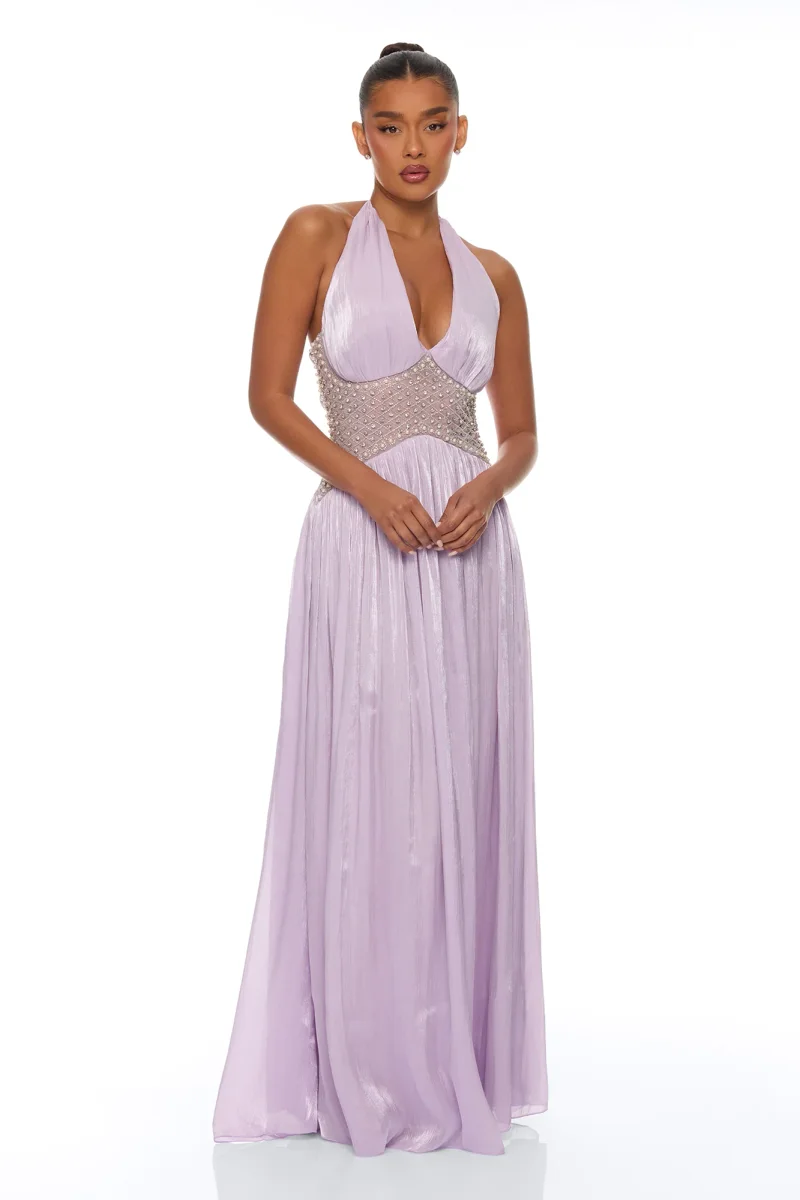 Rhiannon Embellished Halter Maxi