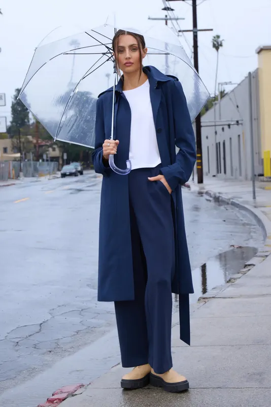 Ripstop Trench Coat Navy Blazer
