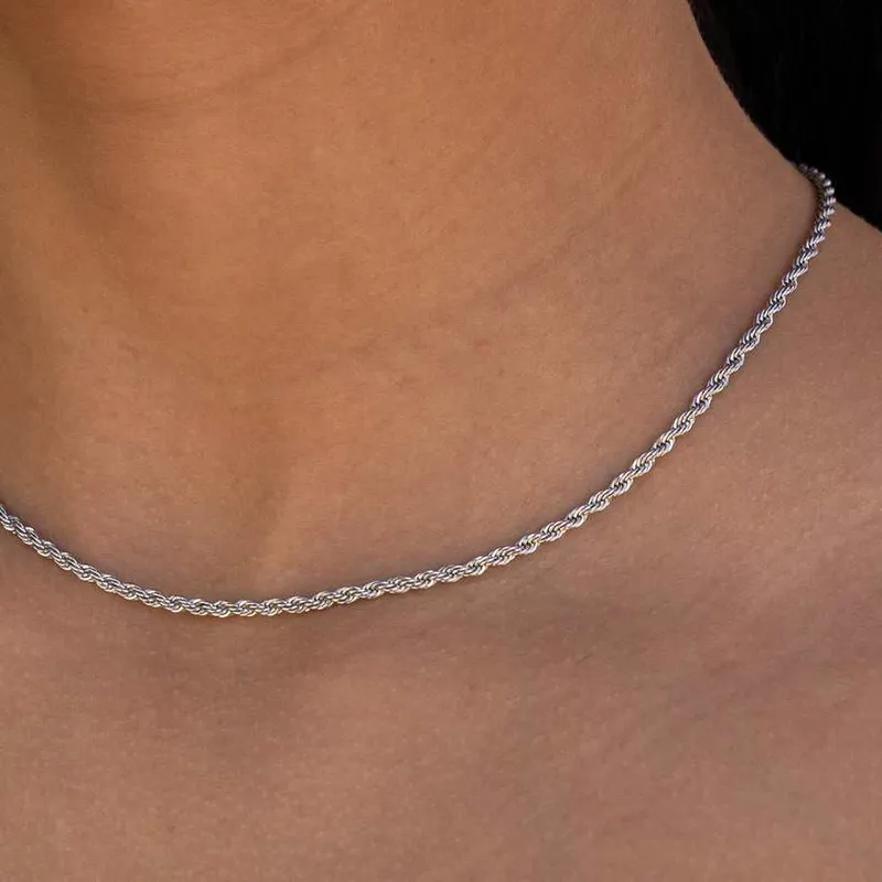 Rope Necklace In White Gold 2mm