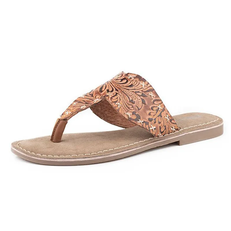 Roper Tan Floral Leather Shoes