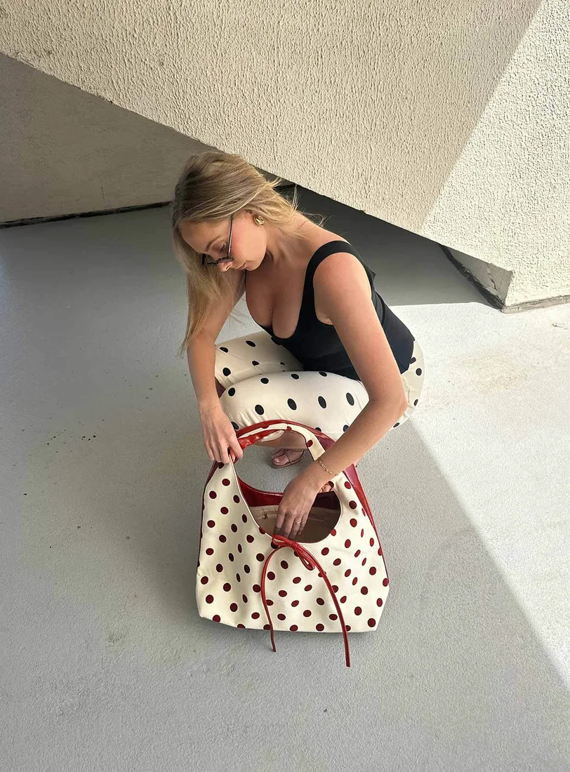 Rosamaria Shoulder Bag Cream Polka Dot