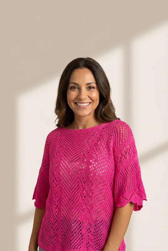 Rose Red Pointelle Knit