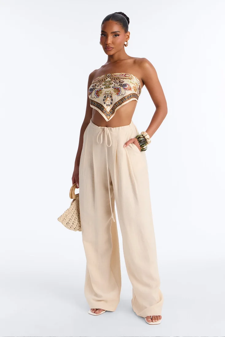 Run The City Linen Wide Leg Pants 33″ Natural