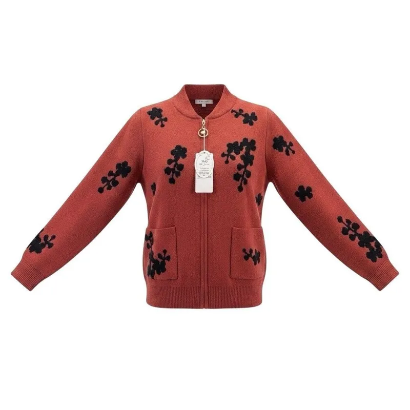 Rust Black Embroidered Pattern