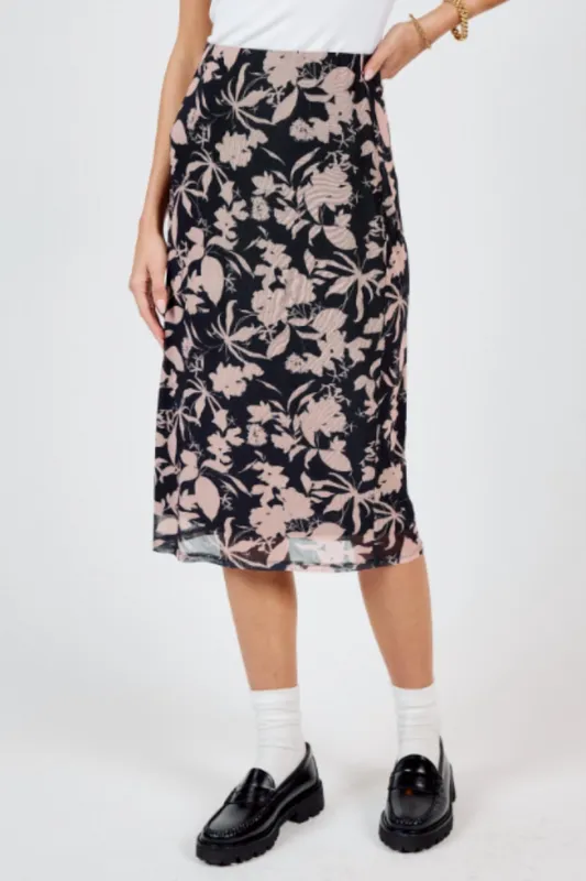 Sadie & Sage Floral Mesh Midi Skirt