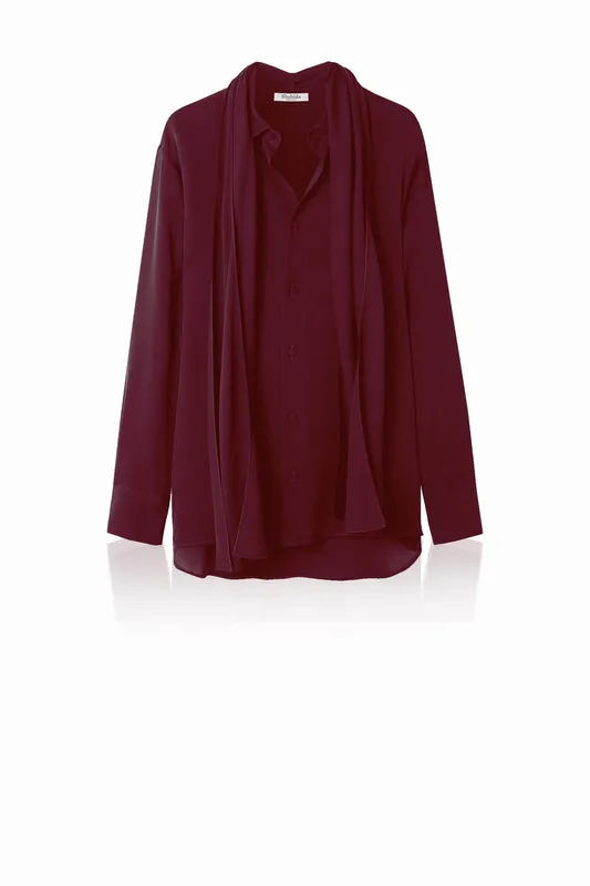 Scarf Detailed Silk Crepe De Chine