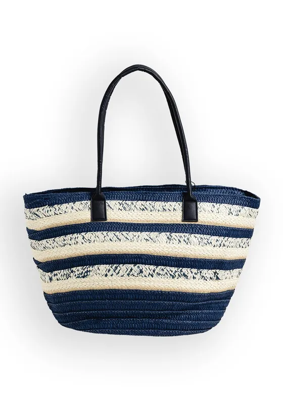Serafina Collection Striped Woven Shoulder Bag, Navy