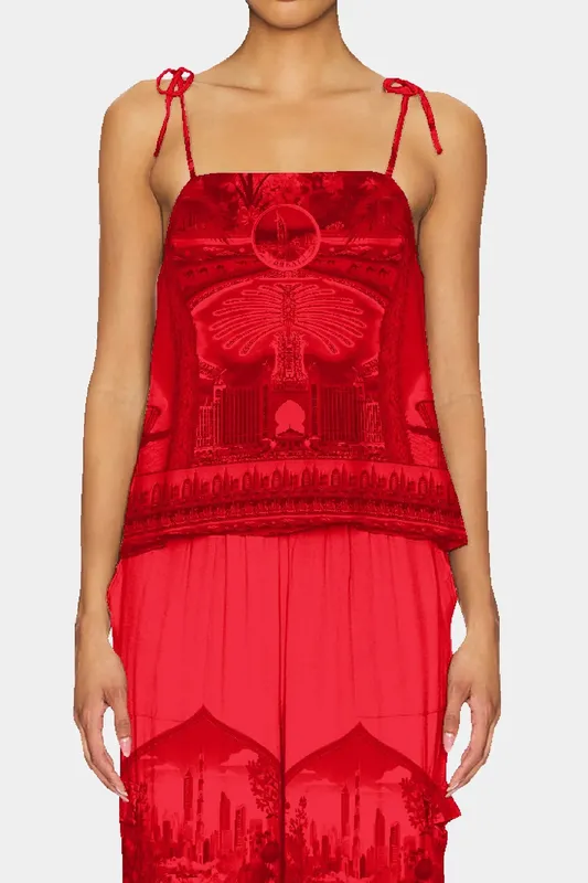 Red Silk Camisole Top