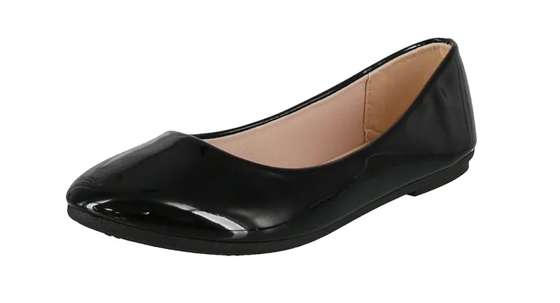 ' Shoes Black Charol Flats Flexible-