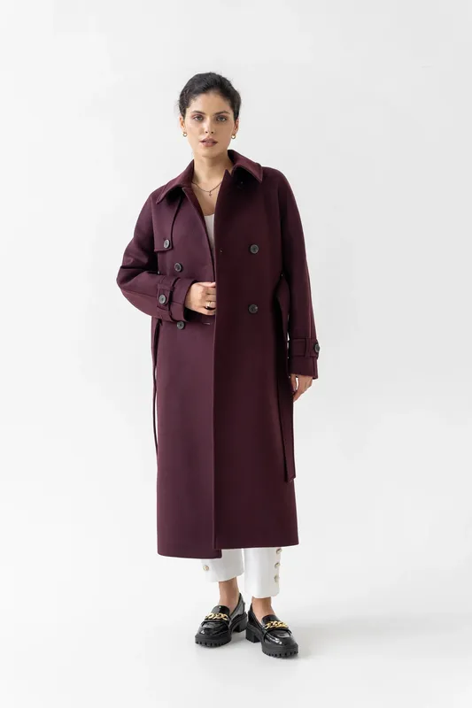 Shop Wine Red Maroon Wool Coat