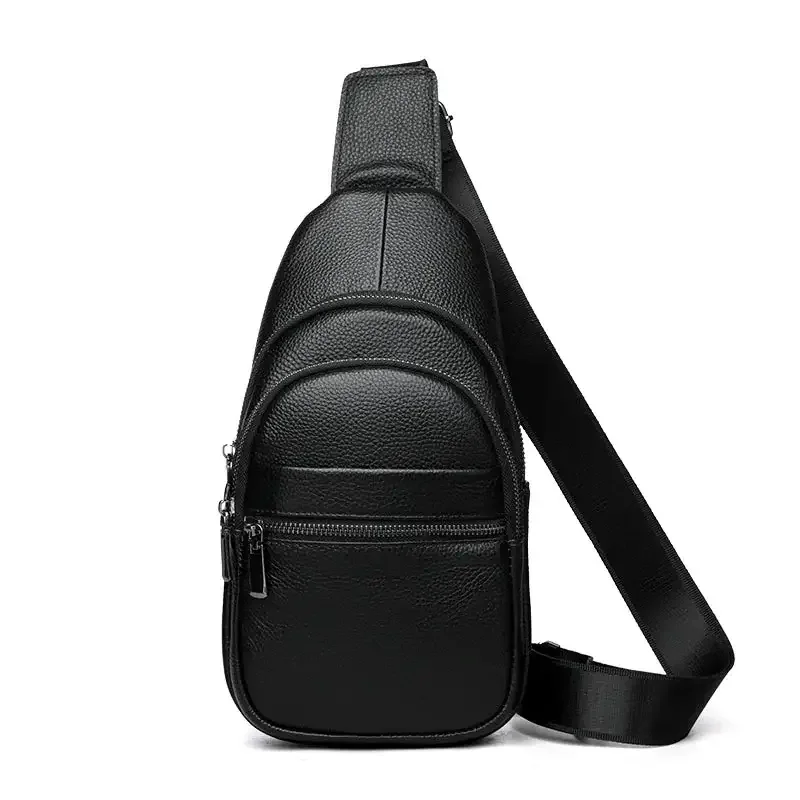 Black Grained Leather Sling Bag