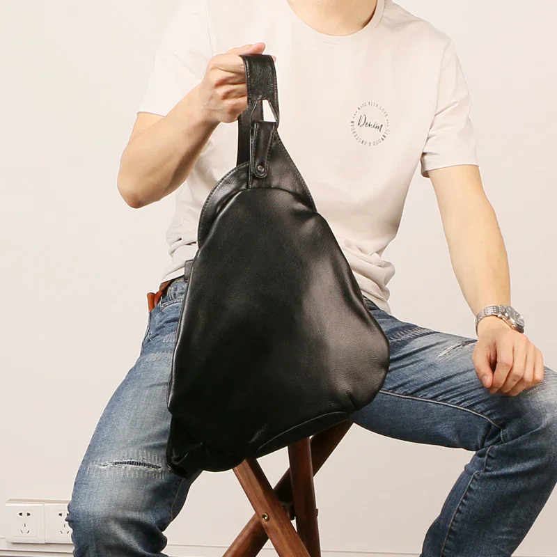Black Leather Sling Bag
