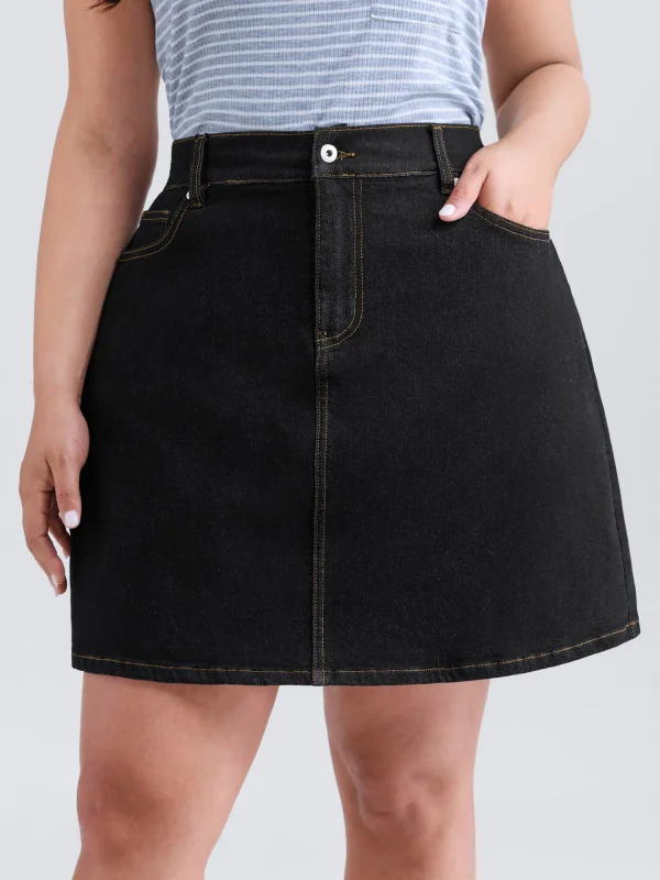 Built-in-shorts Stretchy Denim Skort