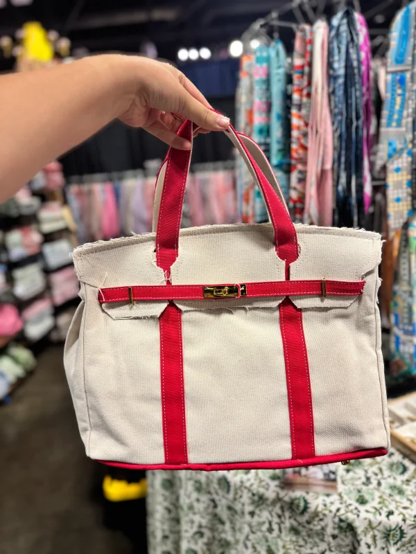 Canvas & Red Trim Market Tote