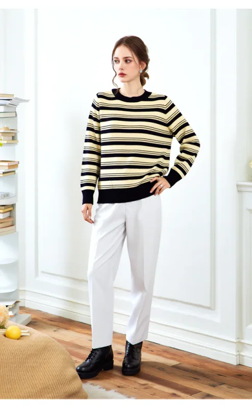 Chic Black Cream Striped