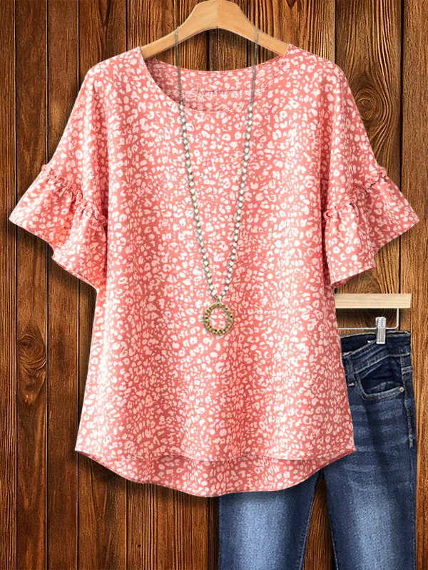 Coral Breeze Flutter Sleeve Blouse