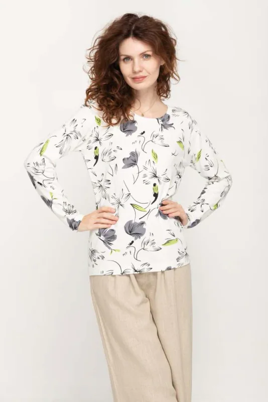 Cream With Grey Prints