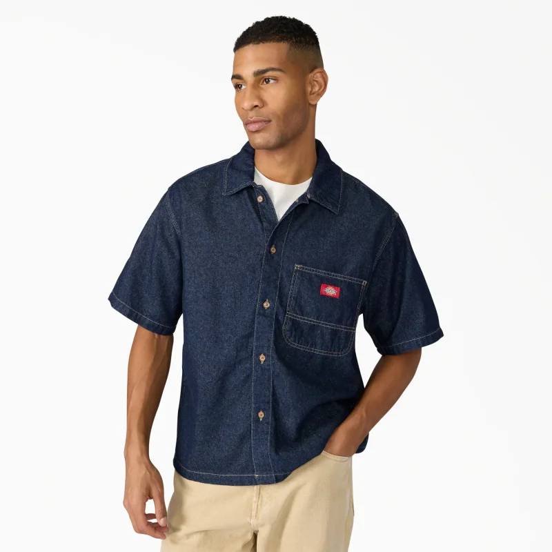 Denim Short Sleeve Button-up