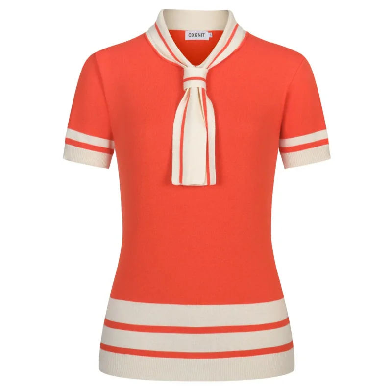 Orange Striped Jacquard Knit