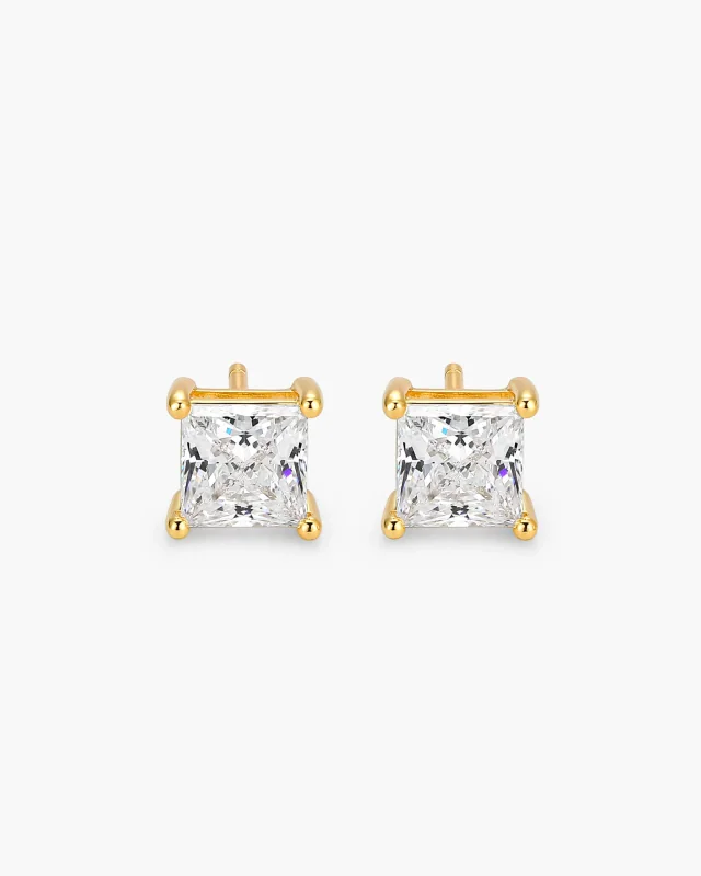 Princess Cut Stud Earrings