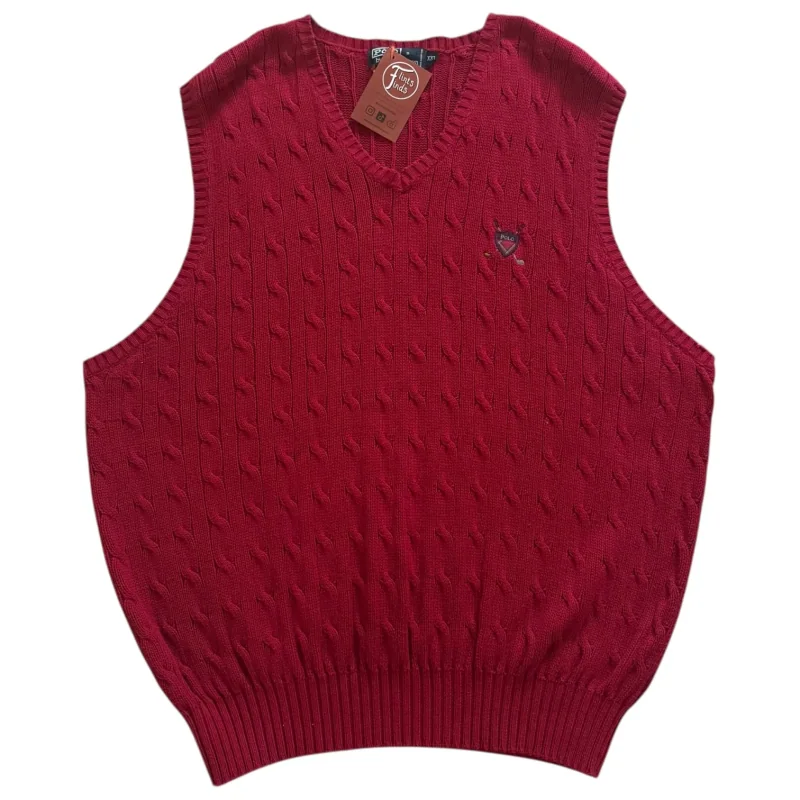 red cable knit vest