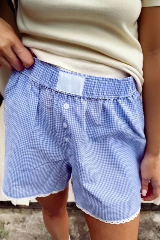 Sky Blue Gingham Cotton-blend
