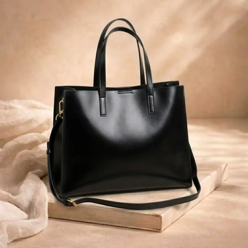 Structured Leather Tote Bag
