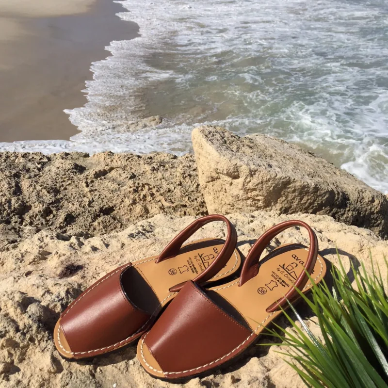 Tan Leather Flat Sandals