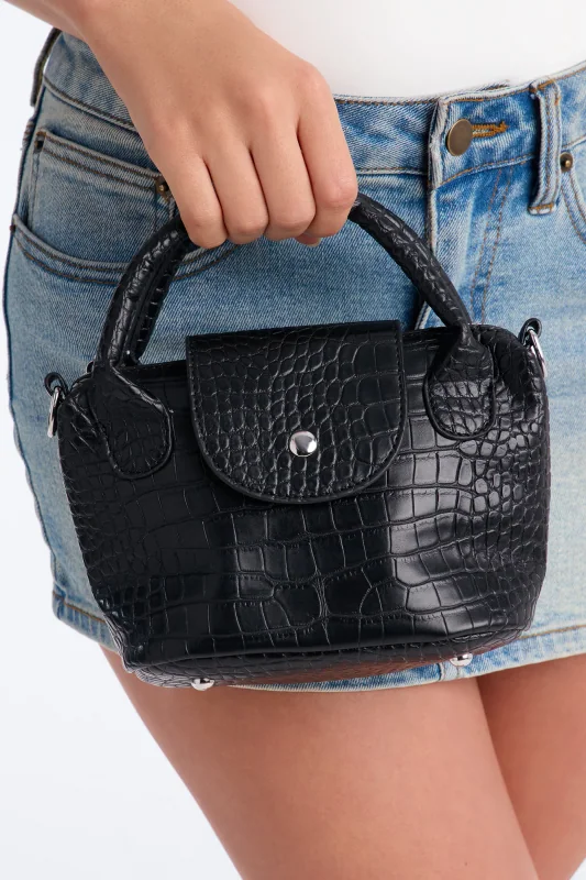Viper Bite Faux Leather Satchel Handbag