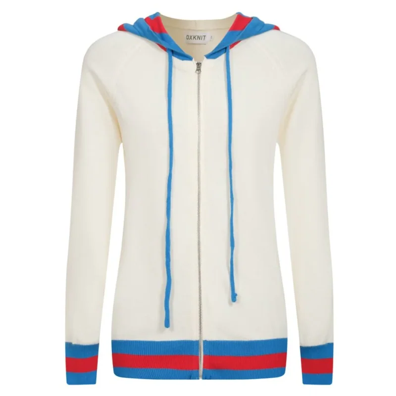 White Vintage Knit Hoodie