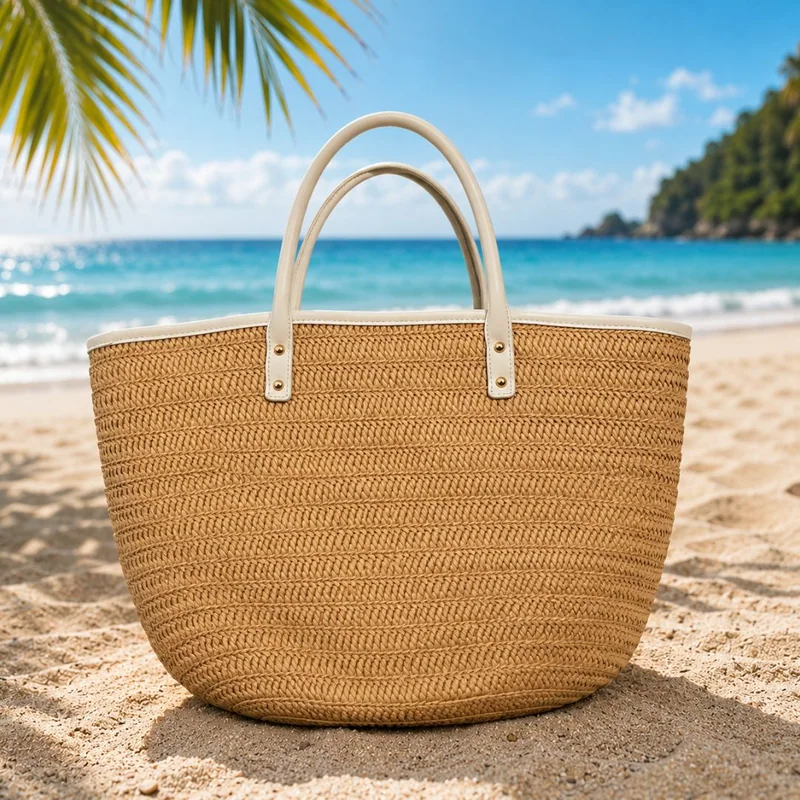 Woven Straw Top Handle Bag