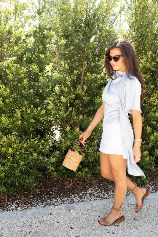 Silk Scarf Blouse Powder Blue