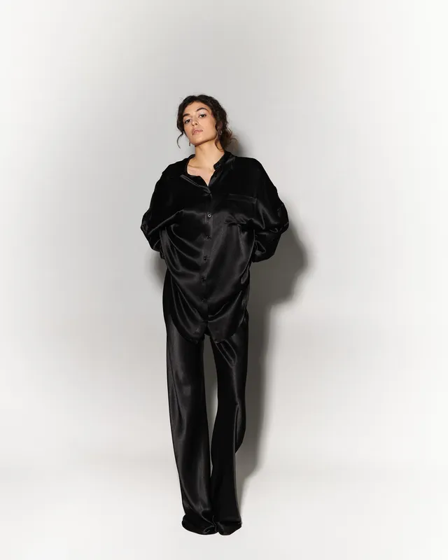 Silk Trousers In Black