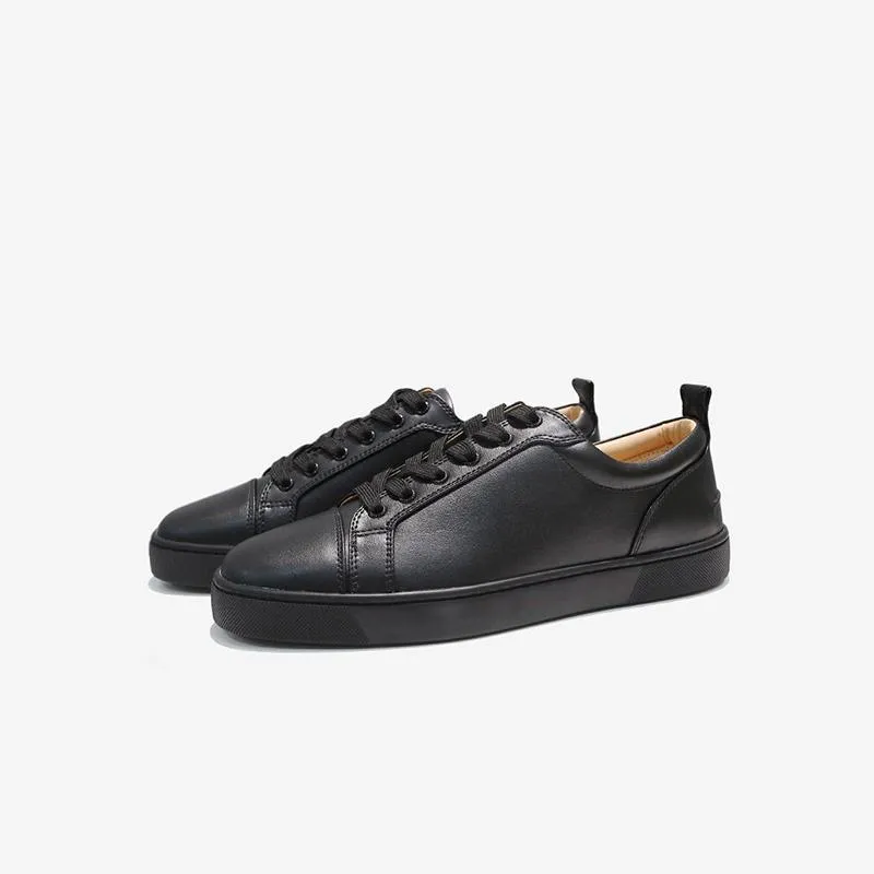 Sleek Black Leather Low-top Sneakers
