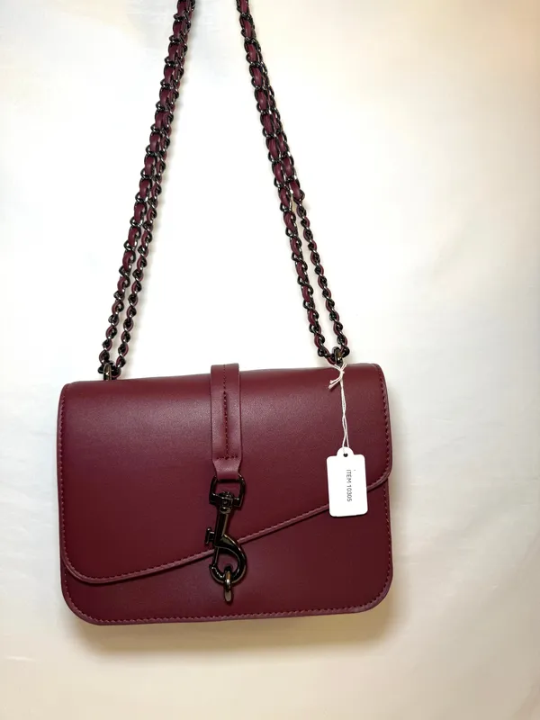 Small Burgundy Bag With Chain Shoulder Strap