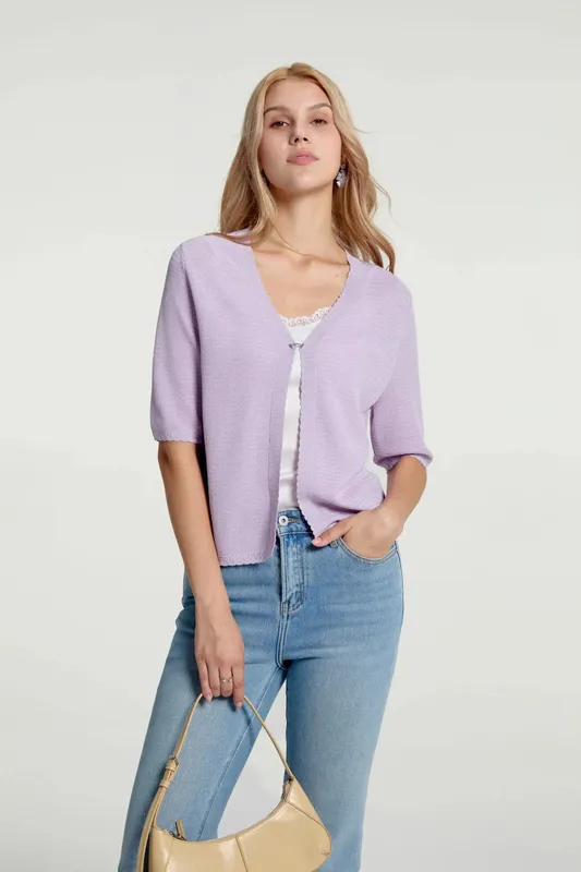 Soft Knit Cardigan in Lilac Frost