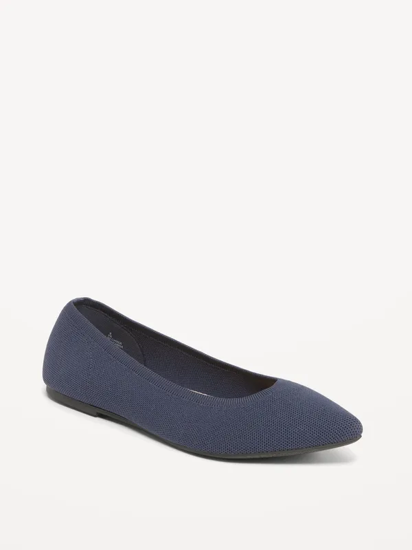 Soft-knit Pointed-toe Ballet Flats